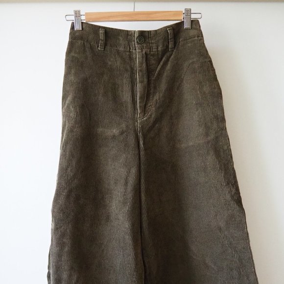 Uniqlo brown cropped wide-leg cords - Picture 3 of 4